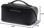 EACHY Travel Makeup Bag, Large Capacity Cosmetic Bag for Women, Waterproof PU Leather, Flat Open Portable Toiletry Bag for Skincare, Brushes & Travel Essentials