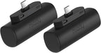 Miady 2-Pack 5000mAh Mini Portable Charger with Built-in Type C Connector, 5V 2.4A USB-C Output Fast Charging Small Power Bank Compatible with iPhone 17/16 Galaxy S24/S22 iPad (2 Black)