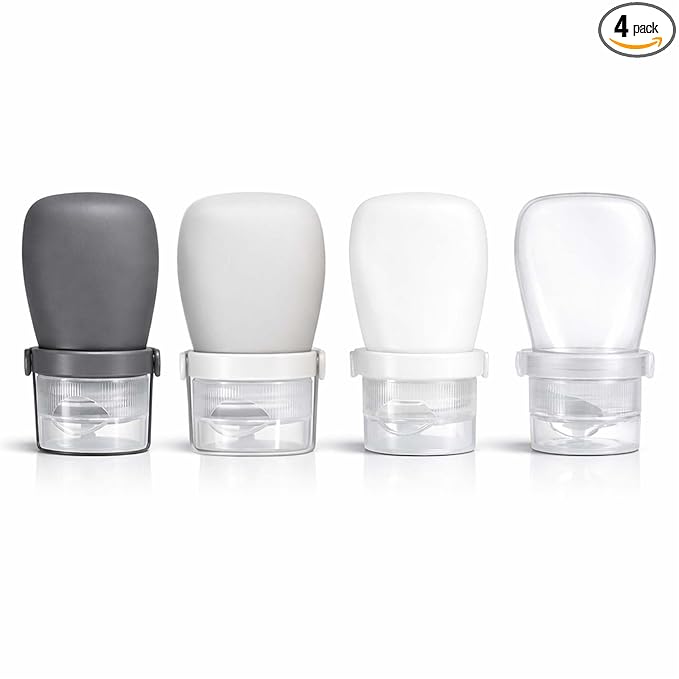 1 oz Travel Bottles, Leakproof Silicone Squeeze Bottle Mini Travel Size Container for Toiletries Lotion Shampoo and Conditioner Liquid Salad Dressing to go Condiment, TSA Approved, 4 Pack
