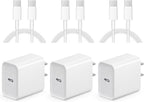 3 Pack iPhone 17 16 15 Charger Fast Charging 10FT - 20W USB C Charger Block with 10FT Type C to C Cable Compatible with iPhone 17/17 Pro/17 Pro Max/Air/16/16e/15, iPad Pro, iPad Air (Yellow)