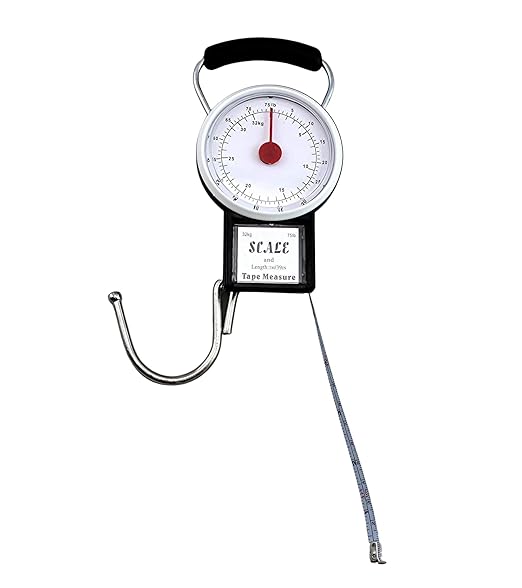 Manual Luggage Baggage Scale with Tape Measure with Dial Analog Display Travel Size Portable Take Along