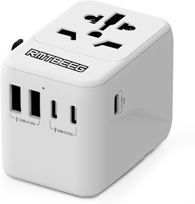 Universal Travel Adapter, International Power Plug Adapter with 3 USB-C & 2 USB-A Ports, All-in-One Worldwide Wall Charger for US EU UK AUS, Compatible with Type C/G/A/I Plugs for Travel