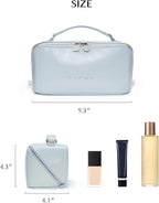 EACHY Travel Makeup Bag, Large Capacity Cosmetic Bag for Women, Waterproof PU Leather, Flat Open Portable Toiletry Bag for Skincare, Brushes & Travel Essentials