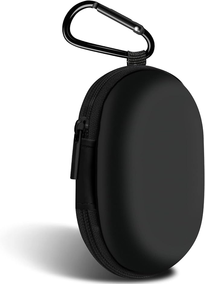 Oval Earbud Case Portable EVA Carrying Case Storage Bag Cell Phone Accessories Organizer with Carabiner for Earphone, Earbud, Earpieces, SD Memory Card, Camera Chips, Black1
