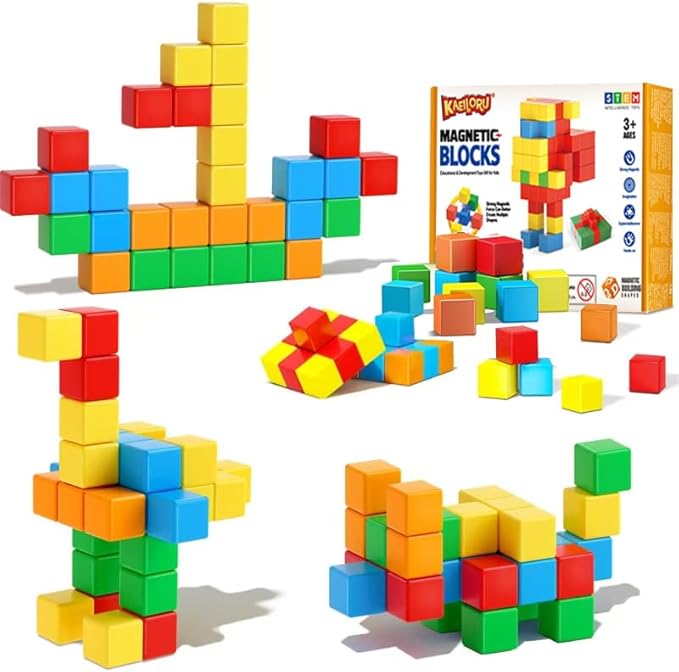 KAEILORU Magnetic Blocks for Kids Ages 3-5 4-8 Magnetic Building Blocks for Toddlers Magnet Cubes Sensory Creative Learning Toys Gift for Kids 3 4 5 6 7+Year Old Boys Girls Birthday