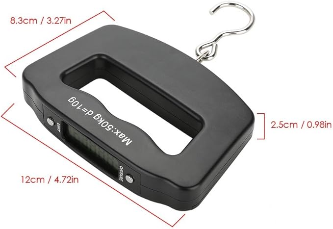 50kg/10g Portable Luggage Scale Digital Mini Fish Hook Hanging Scale Electronic Weight Scale for Travel Household Outdoor Weighing