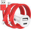 USB C Car Charger for iPhone 17 16 15 Pro Max, 40W Dual Port USB-C & USB-A Car Fast Charging Adapter, 2X6FT C to C Cable & A to C Carplay Cable for iPhone 17 16 15 Series/iPhone Air, iPad, Samsung-Red