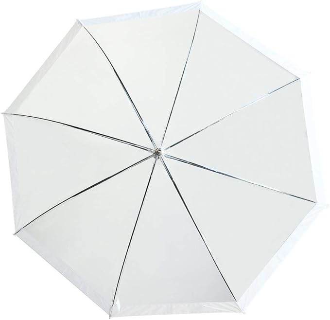 Rain Clear White Umbrella | Water Repellent Strong Metal Shaft and Ribs | Auto Open Rip Resistant Portable Umbrella | Wood Print Resin Handle