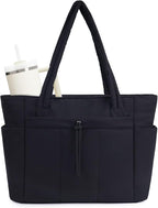 Wandering Nature Puffer Tote Bag with Cup Holder & Laptop Compartment & Trolley Sleeve for Travel, Work, Nurse, Women