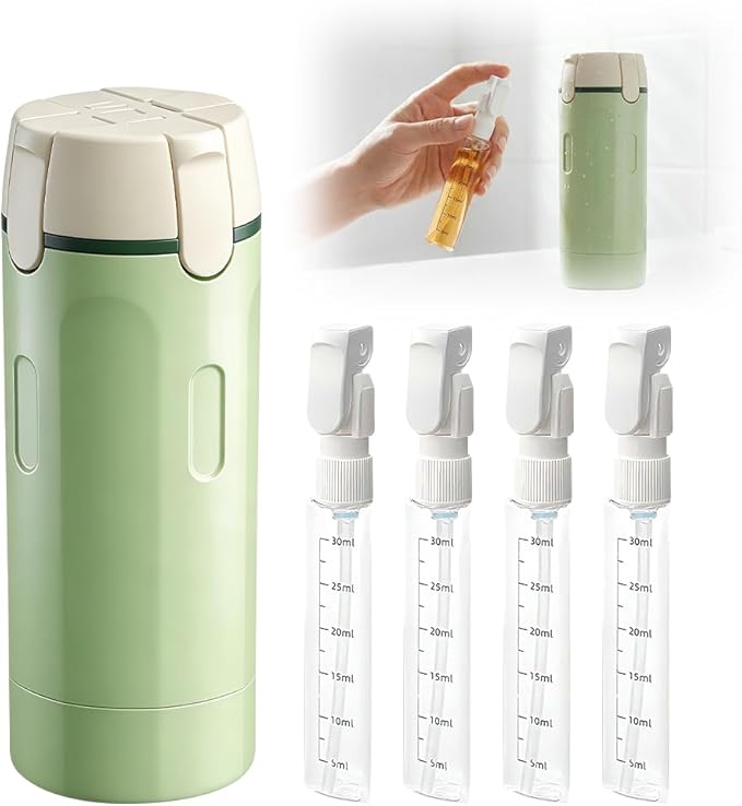4 in 1 Travel Dispenser, 2026 New Travel Bottles for Toiletries, 4-in-1 Travel Refill Bottle Portable Travel Size Containers for Shampoo Lotion Conditioner Cream (Green)