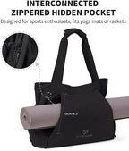 Gym Tote Bag for Women, Lightweight Yoga Mat Bag with Wet Dry Storage Pocket & Multi Pockets