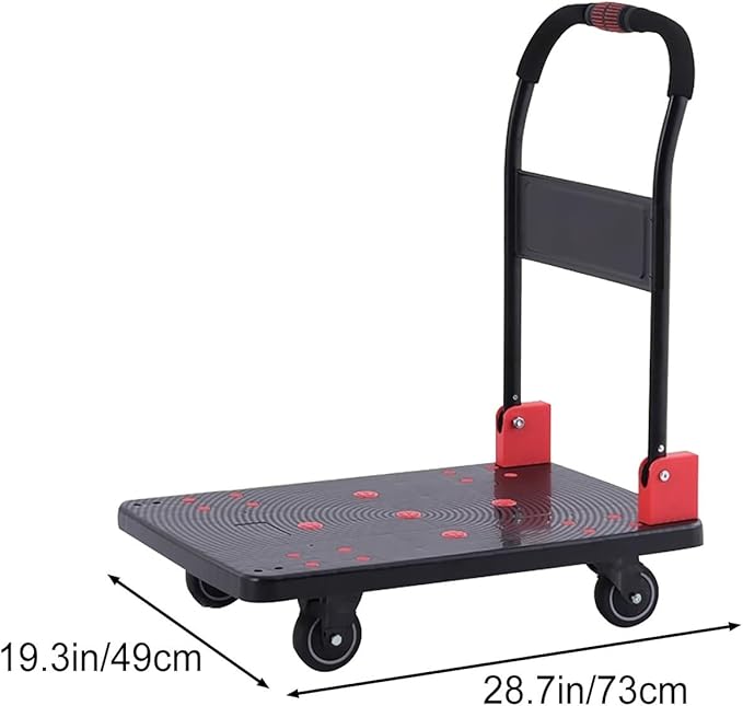 Folding Hand Truck Cart with 360° Swivel Wheels Portable Luggage & Warehouse Cart for Easy Moving Compact Lightweight Black