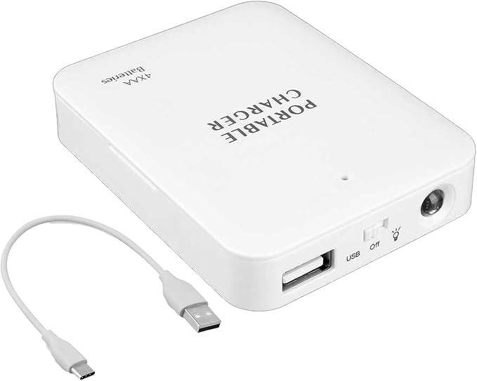 VOLT+ Portable AA Battery Travel Charger Compatible with Motorola Edge S30 PowerBank Emergency with LED Safety Light! (Takes 2 AA Batteries,USB Type-C)