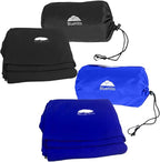 BlueHills Premium Soft Ultra Compact Travel Blanket Value Pack Set of 2 - Airplane Traveling Essentials Flight Blanket in a Portable Car Plane Travel Gift - Black and Royal Blue