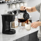Coffee Maker, 5 Cup Drip Coffee Machine with Glass Carafe, Compatible with Ground&Tea Leaves – Portable Small Cafetera for Home, Office, Travel & Camping-Black