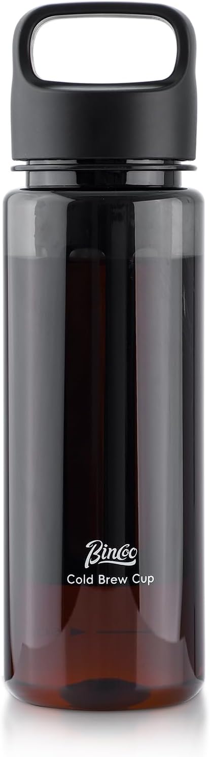 Cold Brew Coffee Maker 15oz, Iced Coffee Maker with Fine Mesh Filter,Cold Brew Travel Cup,Leakproof and Portable Lid (Black)