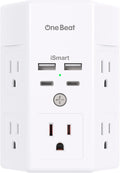 Multi Plug Outlet, Surge Protector, 5 Outlet Extender with 4 USB Charging Ports (2 USB C), USB C Wall Charger, 3-Sided 1800J Power Strip Outlets Splitter Wall Plug Adapter Spaced for Dorm Home Office