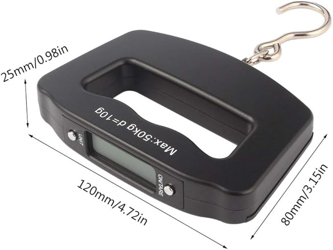 Digital Luggage Scale 110lb /50kg, Portable Mini Electronic Scale with Fishing Hook Tare Function Backlit LCD Display for Home Farm Factory Hunting Outdoor C42