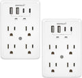 Multi Plug Outlet Extender Surge Protector Adapter, 6 Outlet with 4 USB Ports (2 USB C) 980J Power Strip Wall Charger Spaced for Travel,Home, Office, Dorm Room, White 2 Pack