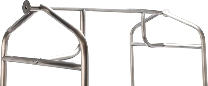Brushed Stainless Steel Luggage Cart – 800lb Capacity – Bellman Cart w/ 5” Rubber Wheels & Gray Carpet, for Hotel, Resorts, Condos, Commercial Use (Value Valet Series)