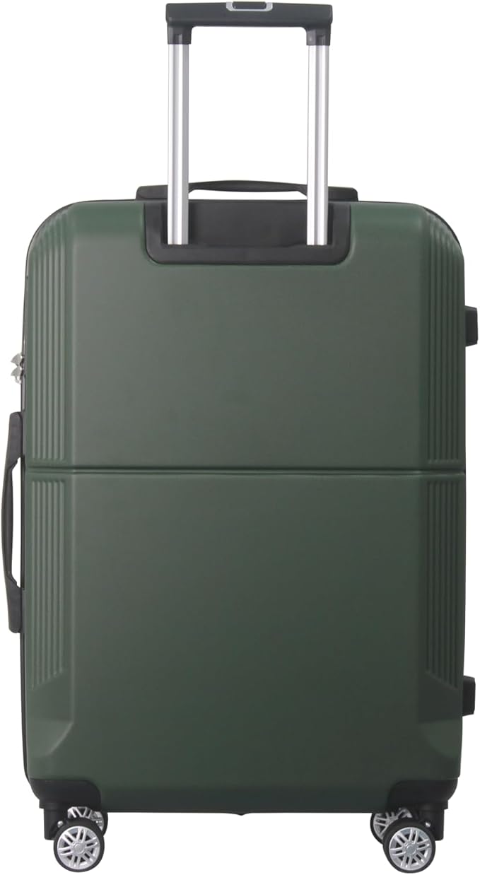 3-Piece Luggage Set 3 (20"/24"/28"), Hardside Suitcases with 8 Spinner Wheels, Scratch-Resistant ABS Shell, set2, set3 Travel Suitcase, TSA Lock (Minimalist Design, Green)
