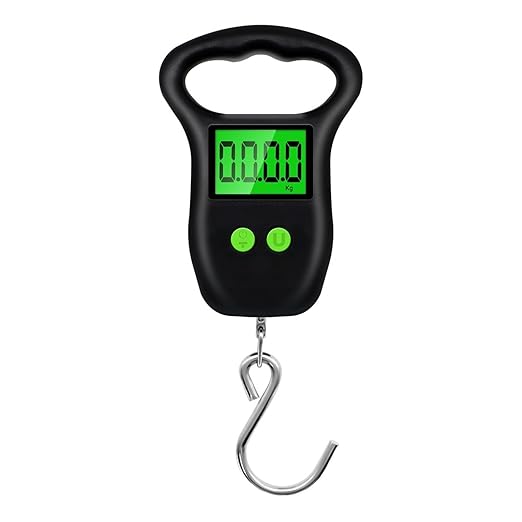 Portable Hand Held Digital Luggage Scale, 50kg/10g Hanging Scale with Hook and Measuring Tape – for Travel, Fish, and Parcels(Big Hook)