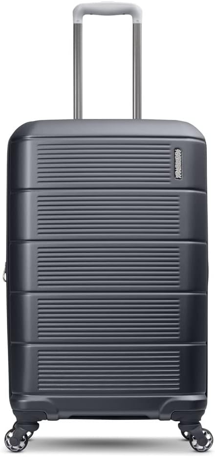 American Tourister Stratum 2.0 Expandable Hardside Luggage with Spinner Wheels, 24-Inch Checked-Medium, Charcoal
