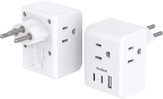 2 Pack Switzerland Travel Plug Adapter, Swiss Outlet Adapter with 3 Outlets 3 USB Charging Ports(2 USB C), Type J Power Adapter, Travel Essentials US to Switzerland, Rwanda, Liechtenstein