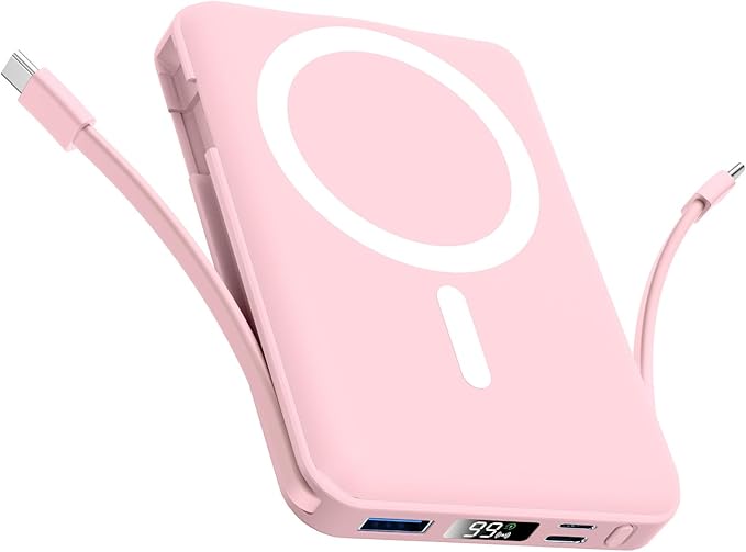 for Magsafe Power Bank, 10000mAh Magnetic Power Bank with USB-C Cable and PD 20W USB C Fast Charging LED Display, Wireless Portable Charger for iPhone 17/16/15/14/13/12/Pro/Pro Max