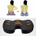 Premium Memory Foam Seat Cushion with Carrying Bag & Cooling Gel for Office Chair, Wheelchair, Travel, Car Seat, Gaming Chair for Coccyx & Tailbone Pain, Back Pain Relief, Sciatica Support