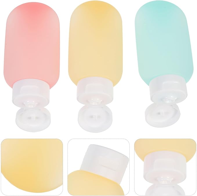 3pcs 60ml Colorful Squeeze Lotion Bottles with Flip Caps Leak-proof Travel Storage Containers for Shampoo, Body Wash, and Toiletries