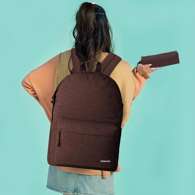 SUPACOOL Casual Laptop Backpack for Men and Women, Backpack with USB Charging Port(Coffee set)