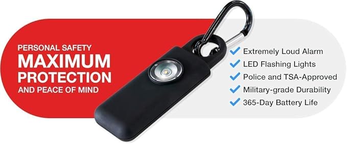 Original Defense® Siren Self-Defense Alarm - 130 dB Keychain Alarm with LED Strobe Light for Women, Children, and Elderly - Police Recommended - (Legacy Black, 1 Count)