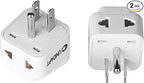 UK to US Travel Adapter, India to US Plug Adapter, Unidapt Adapters for USA, 2-Pack, Plug Converter, USA Travel Adapter, EU to US with Dual Inputs, Universal to American Outlet Plug