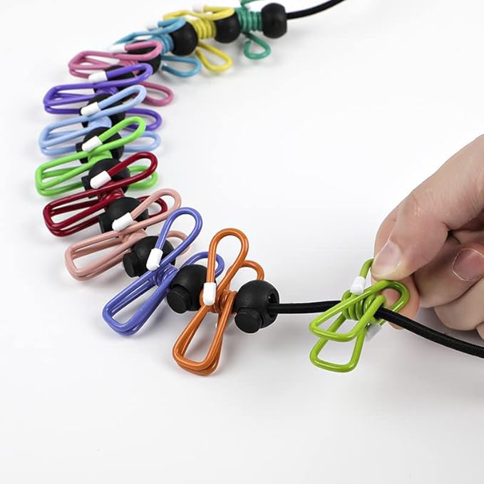 Travel Clothesline: 11.8Ft Portable Clothes Line with 24 Clothes Clips Corde a Linge Voyage Camper Essentials for Travel/Courtyard/Balcony/Hotel Rooms or Bathroom