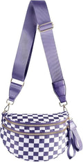 Black and White Checkered Crossbody Bag Bum Bag for Women,Spacious Checkered Purse Fanny Packs Belt Bag