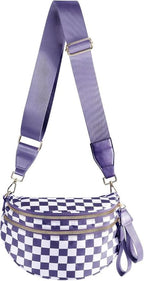 Black and White Checkered Crossbody Bag Bum Bag for Women,Spacious Checkered Purse Fanny Packs Belt Bag