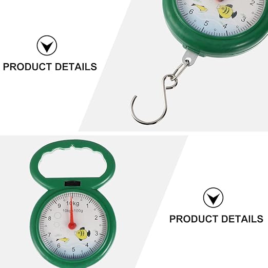 Beaupretty 4pcs Portable Luggage Scales with Plastic Handle, Handheld Spring Hanging Hook Fish Scale and Vegetable Weighing Tool for Travel and Kitchen Use, Random Colors