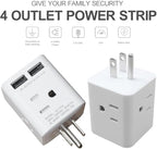 Multi Plug Outlet Extender, Vsanstar 3 Prong Wall Tap 4 Way AC Electrical Outlets Power Strip, Power Plug Splitter Grounded to USA Adapter for Home Office, Kitchen (USA Plug Outlet with USB)