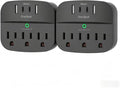2 Pack Multi Plug Outlet Splitter, 490J Surge Protector Outlet Extender with 3 AC Outlets and 4 USB Wall Charger (2 USB C Ports), Small Adapter for Dorm Room and Travel Essentials, ETL Listed, Black