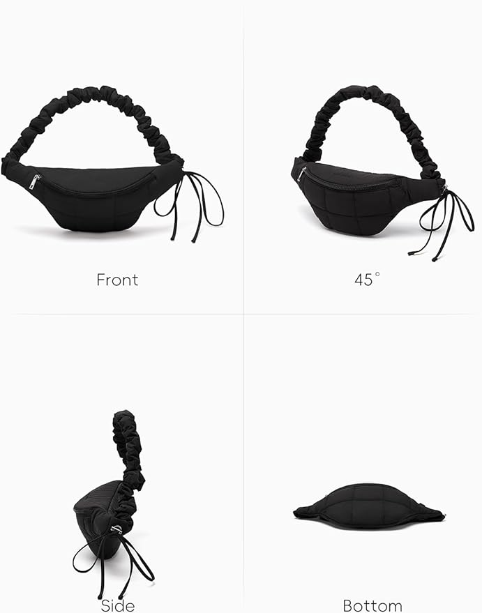 WESTBRONCO Puffer Fanny Packs for Women Small Crossbody Sling Bag, Nylon Quilted Belt Bag for Travel Hiking Running Waist Bag with Adjustable Strap