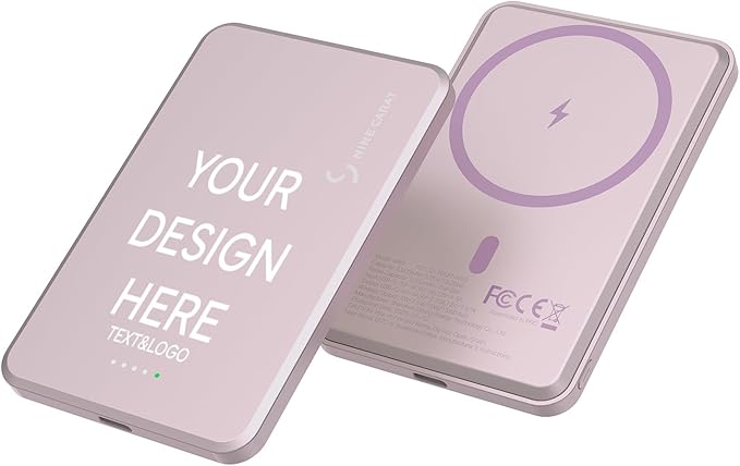 Custom Engraving Power Bank 5000mah,Customized Portable Charger with Name,Logo,Picture,Gift for Employees,Clients(Misty Rose)