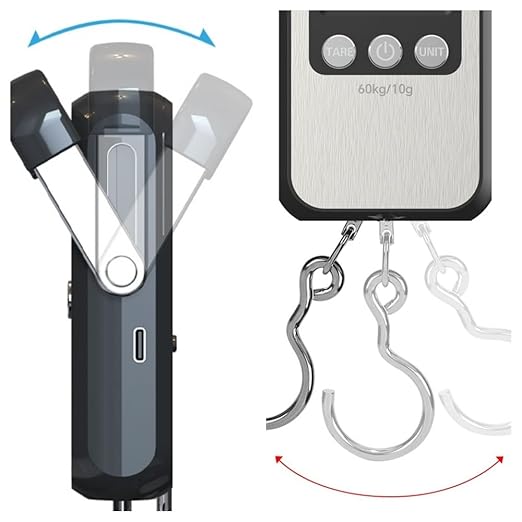 Klau Portable Rechargeable 60 kg / 120 lb Heavy Duty Hanging Scale Luggage Scales with Wide Handle Black for Home Farm Hunting Outdoor