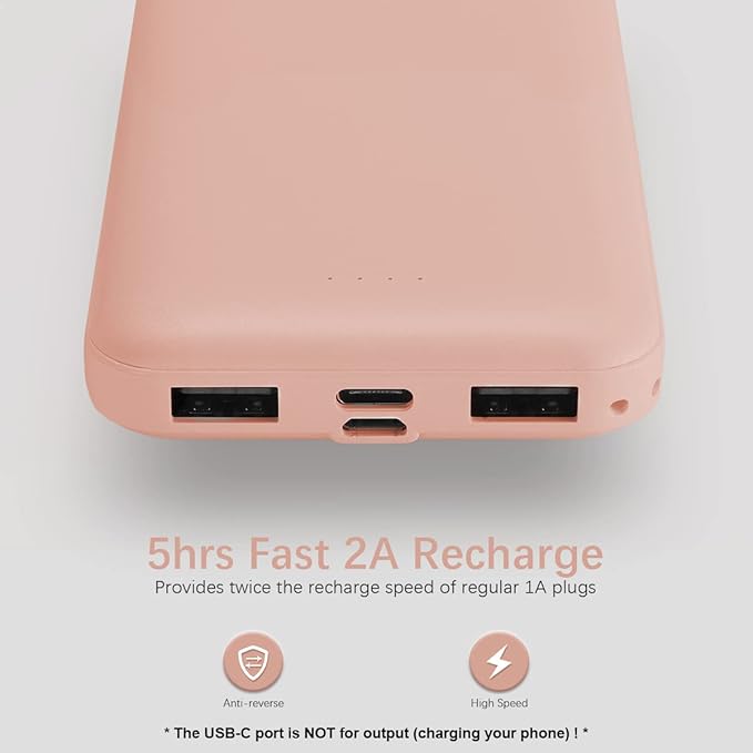 Miady 4-Pack 10000mAh Dual USB Portable Charger, USB-C Fast Charging Power Bank, Slim Backup Charger Battery Pack Compatible with iPhone 16/15/14/13 Galaxy S24/22 iPad Android etc