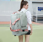 Eslcorri Gym Duffle Bag for Women Men, Sports Backpack with Wet & Shoe Compartment, Fitness Overnight Weekender Bag for Yoga, Swim, Travel (Style B, GreenPink)