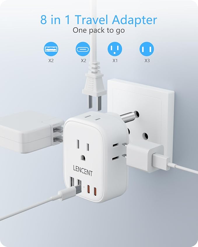 LENCENT South Africa Plug Adapter, Type M Adapter For South Africa with 4 American Outlets, 4 USB Ports(2 USB C), Type M Plug Converter for US to Bhutan Botswana Namibia Lesotho Nepal Sri Lanka