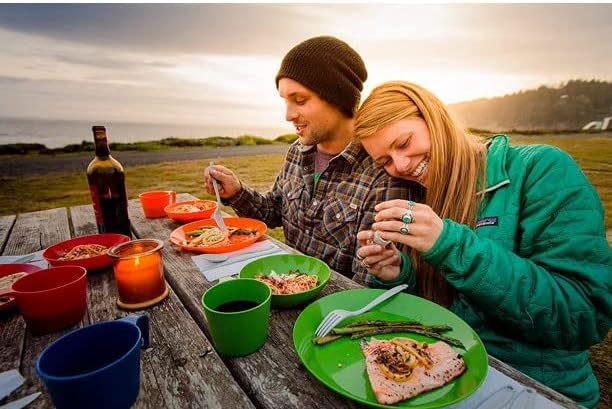 GSI Outdoors Cascadian Table Set I 6-Piece Camping, Backpacking Mess Kit, Plastic BPA Free, Plate, Bowl, Mug, Cup & Cutlery Set