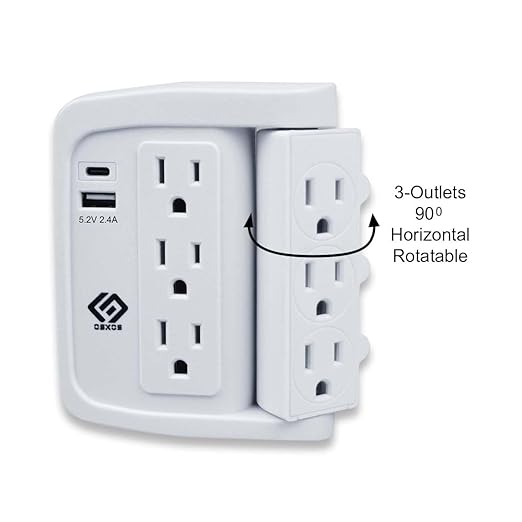 OSKOS 6 Outlets Wall Outlet with 2.4A USB Charger (1A1C), 500J Surge Protector, Wall Tap, 15A/120V/1800W Rotatable Outlets, UL Listed