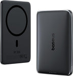 Baseus Picogo Power Bank, 0.3" Ultra Slim 5000mAh MagSafe Battery Pack, Upgraded CCC Certified and Polished Alloy Magnetic Portable Charger, Wireless Charger for iPhone 17/16/15/14/13/12