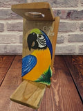 Tapanti store.Chorreador,Costa Rican handcrafted foldable wooden pour-over coffee maker.Includes a reusable cloth filter.Hand painted Macaw wooden design.Light Cedar.Perfect for travel (Blue/Orange)